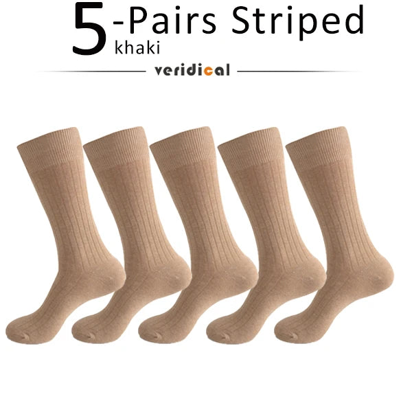 5 Pairs Large Size Man Socks Cotton Business Solid Breathable Deodorant Husbands Fathers Party Dress Long Socks Plus EU46-50