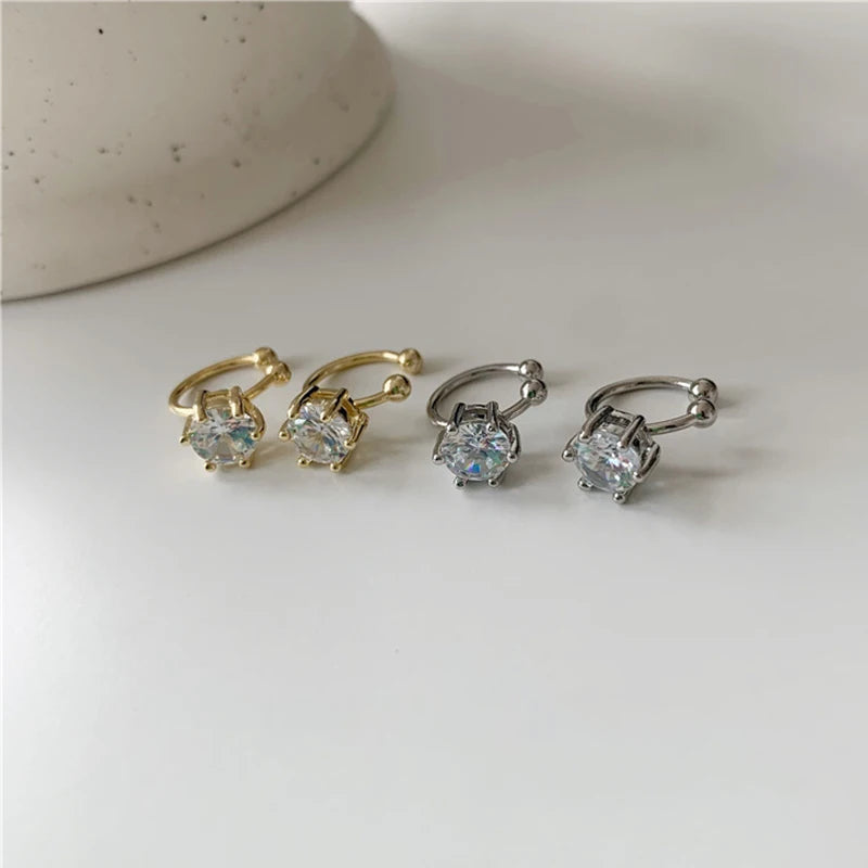 2025 Irregular Shiny Zircon Ear Clip Earring for Women Fashion Simple Geometry No Piercing Ear Cuff Party Jewelry Christmas Gift