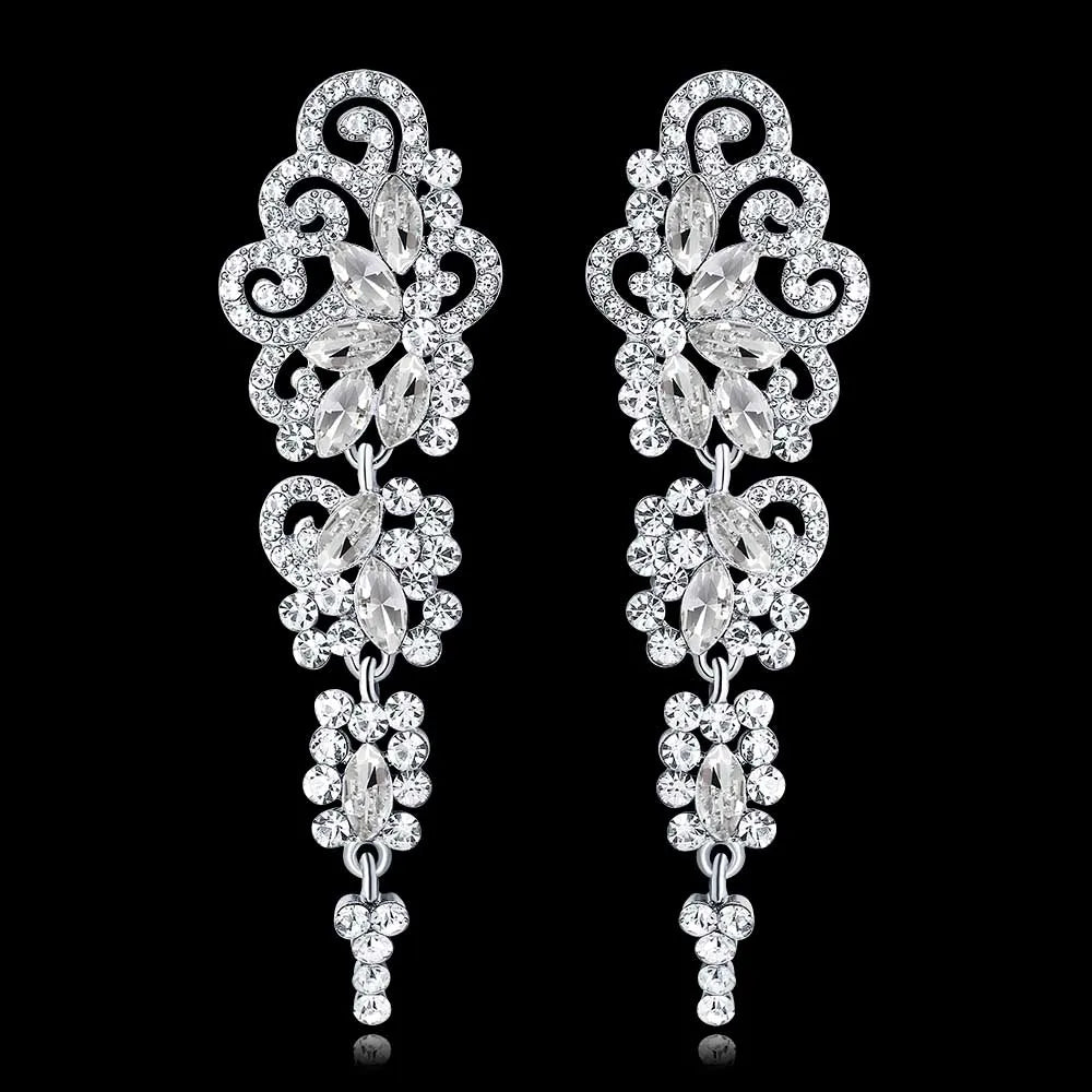 Classic Crystal Wedding Drop Earring for Women Elegant Hanging Long Dangle Earrings Nightclub Party Dress Accessories