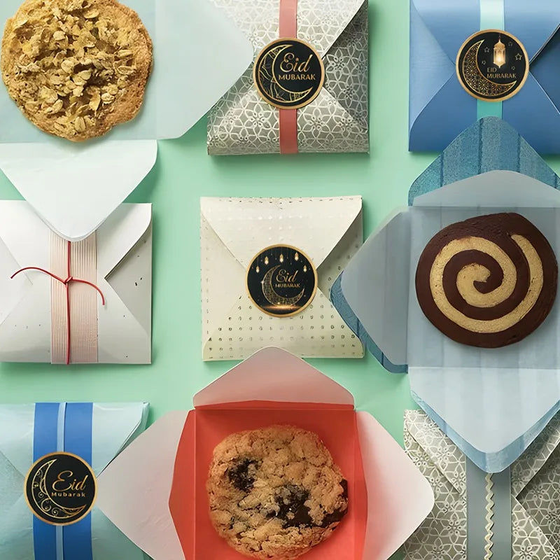 EID Mubarak Roll Stickers Ramadan Kareem Gifts Packaging Seal Stickers Islam Muslim Festival Party Decor EID Gift Labels