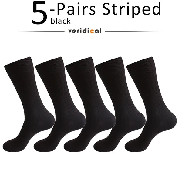 5 Pairs Large Size Man Socks Cotton Business Solid Breathable Deodorant Husbands Fathers Party Dress Long Socks Plus EU46-50