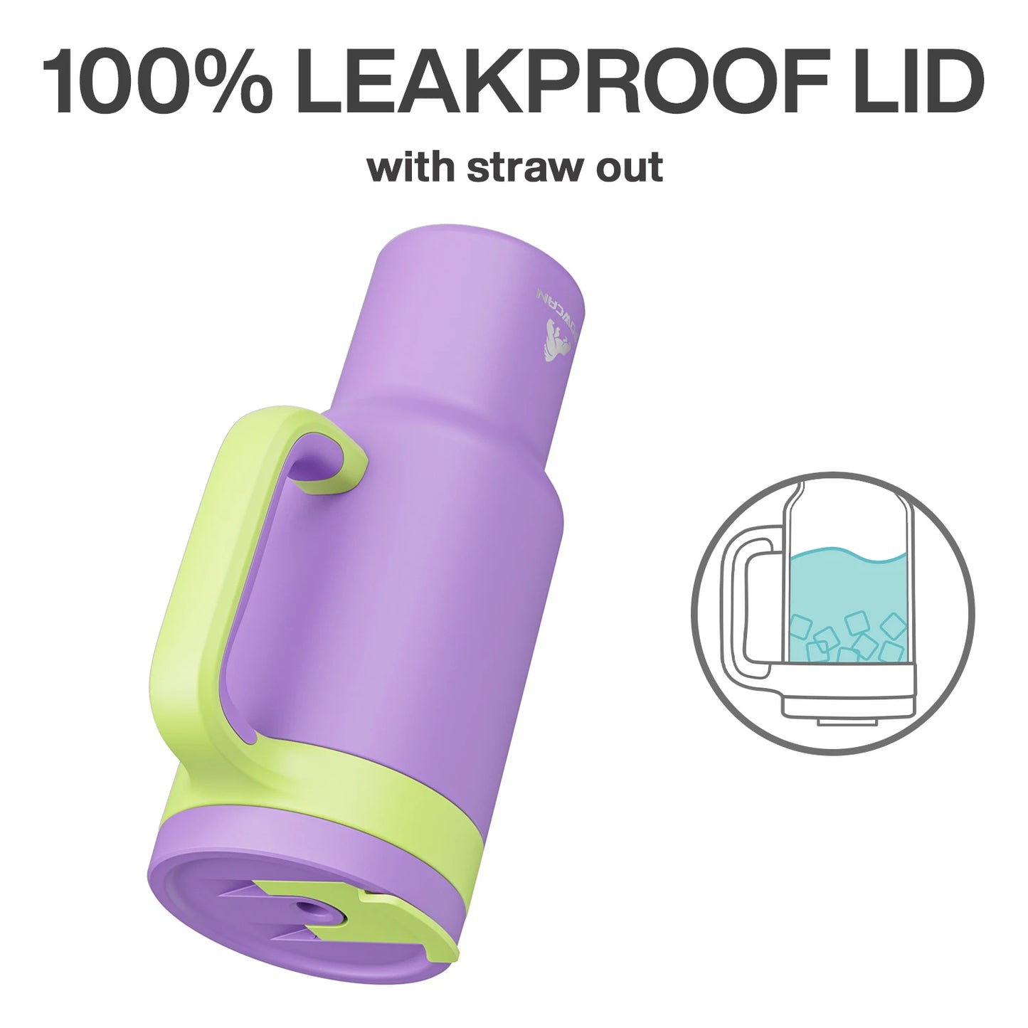 Powcan 40oz Cup Stainless Steel Vacuum Straw Cup With Double Handle Non-slip Portable Coffee Multi-color Car Mug Juice Milk Cup