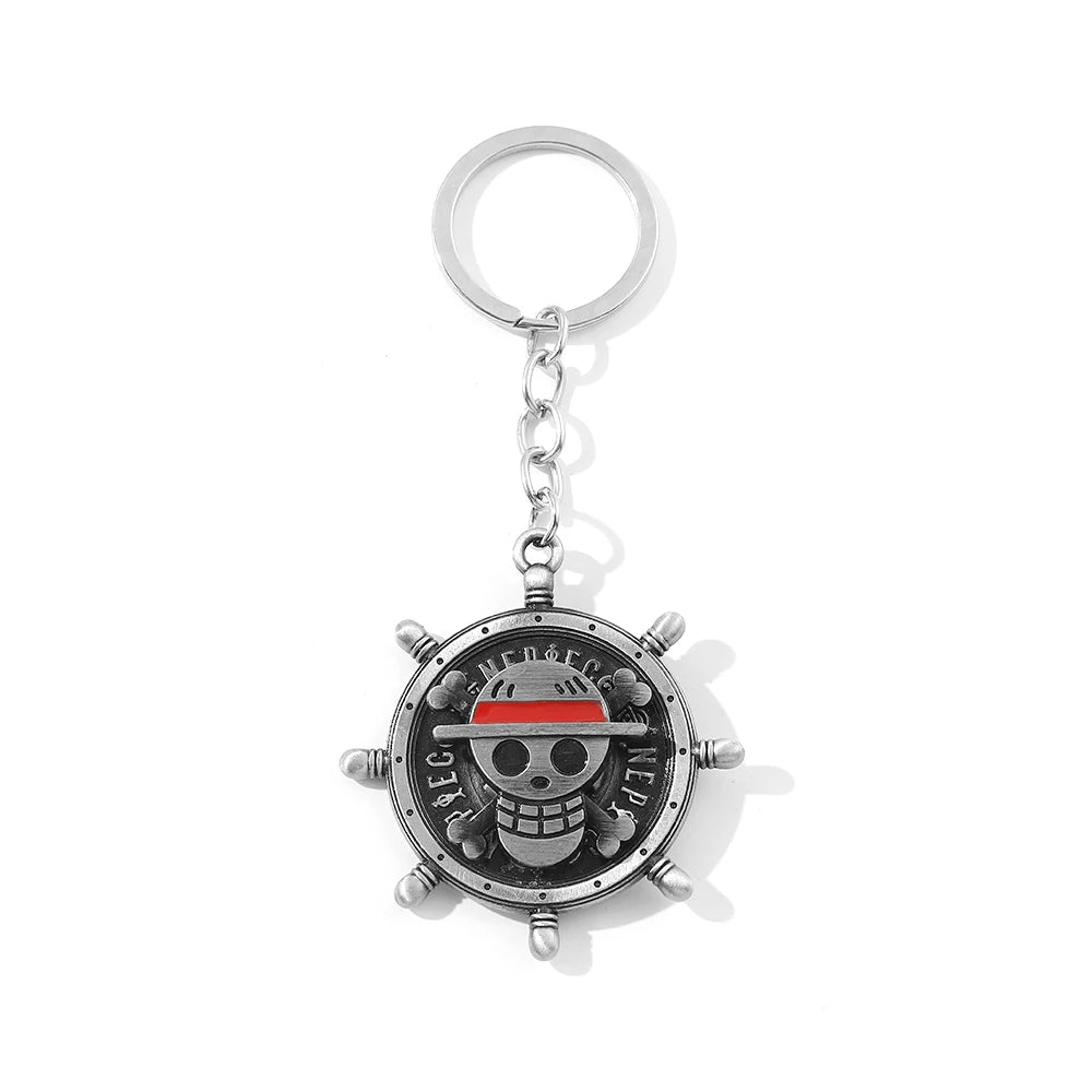 Anime Accessories One Piece Keychain The Straw Hat Pirates Compass Key Holder Fashion Jewelry Car Keyring for Women Gifts