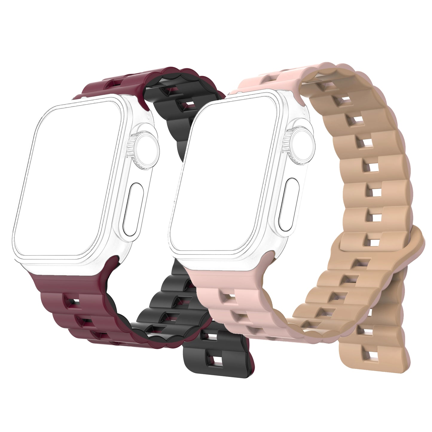 2 Pack Sport Bands Compatible with Apple Watch Band 38mm 40mm 41mm 42mm 44mm 45mm 49mm, Soft Silicone Waterproof Strap Compatibl