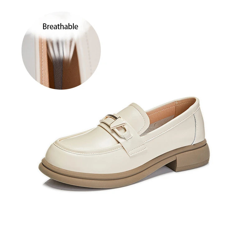 Women's Shoes Female Genuine Leather Slip-on Loafers Ladies Office Work Thick Sole Shoe Ladies Casual Penny Loafer