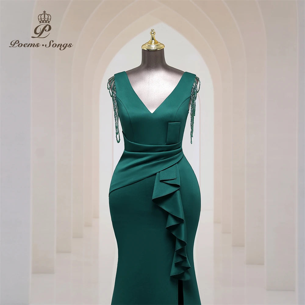 Elegant wedding party Evening dress Sexy shoulder beading party dress bridesmaid dresses Maxi dress formal occasion dresses