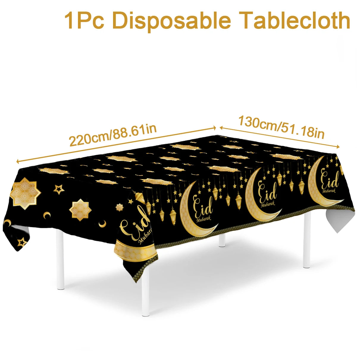 Eid Mubarak Star Moon Tablecloth Ramadan Kareem Decor for Home Islamic Muslim Party Eid Al Adha Supplies Castle Table Cover