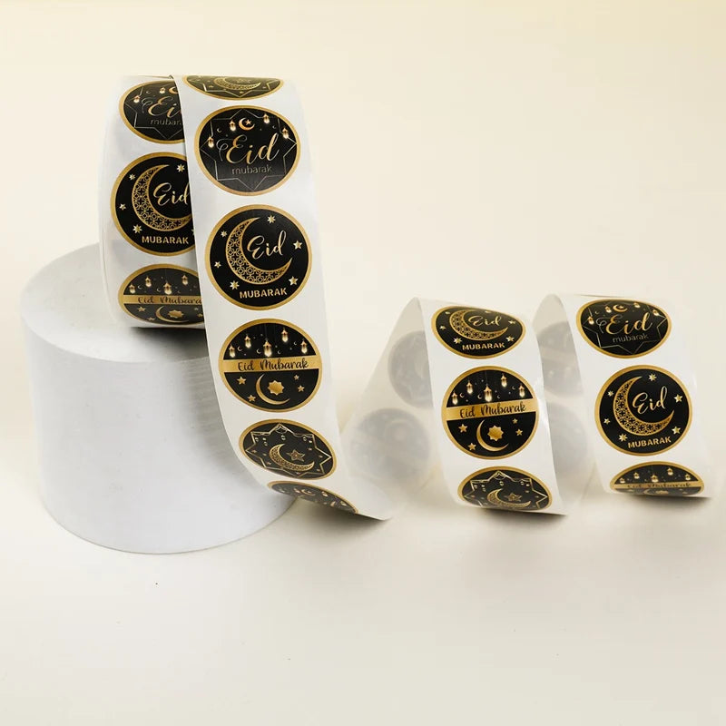 EID Mubarak Roll Stickers Ramadan Kareem Gifts Packaging Seal Stickers Islam Muslim Festival Party Decor EID Gift Labels