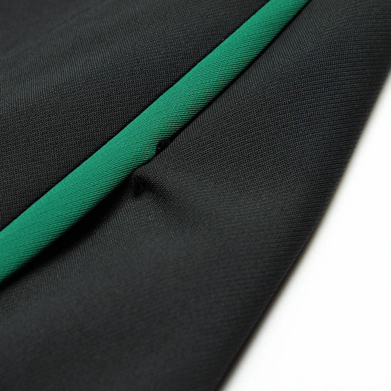 Bow Spliced Formal Dresses For Women Round Neck Long Sleeved Mid Length Contrast Slim Party Dress New Clothing