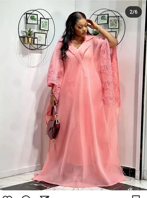 Elegant African Party Evening Dresses for Women African 3/4 Sleeve Plus Size Long Maxi Dress Gowns Dashiki Africa Clothing