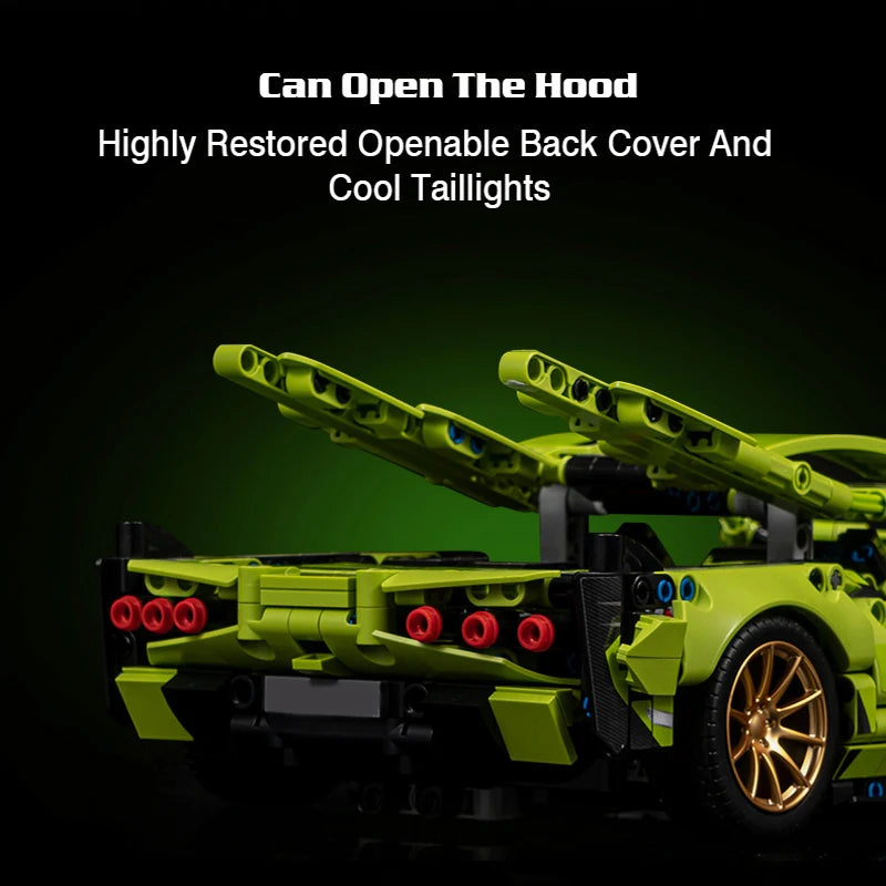 1280PCS Technical 1:14 Green Lambo Sian Racing Sports Car Building Blocks Assemble Bricks Vehicle Toys Christmas Gifts For Boys