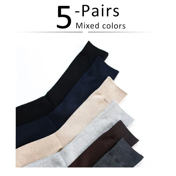 5 Pairs Large Size Man Socks Cotton Business Solid Breathable Deodorant Husbands Fathers Party Dress Long Socks Plus EU46-50
