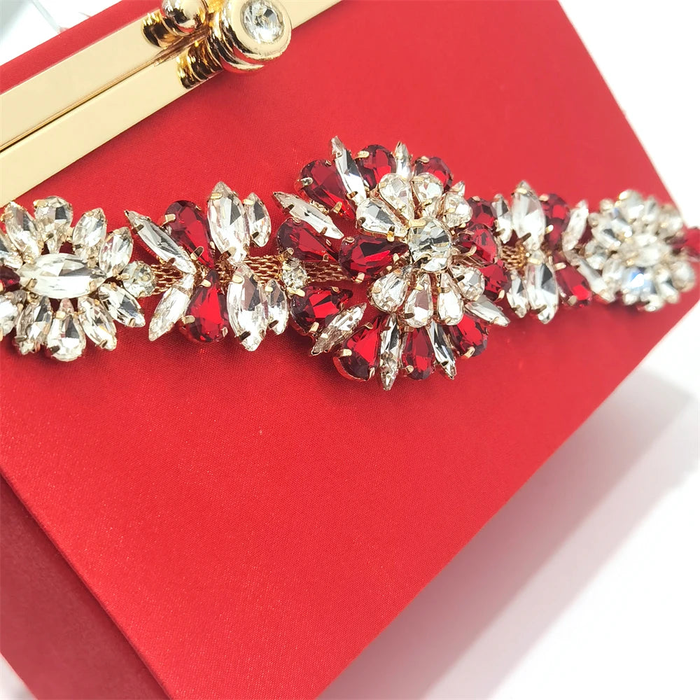 Venus Chan Italian Design Girly Style Pointed Toe Wedding Shoes And Bag, Full Diamond Decoration Metal Closure Bag