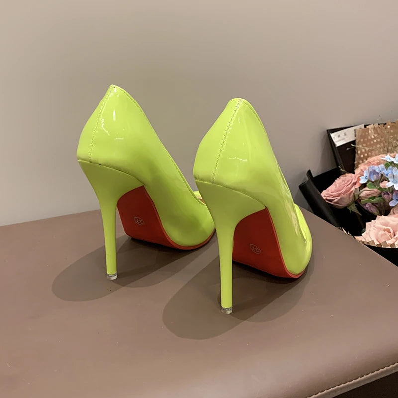 Women Pumps 2025 New Soft Leather High Heels Shoes for Women Fashion Pointed Toe Slip on Candy Colors Wedding High Heels Women