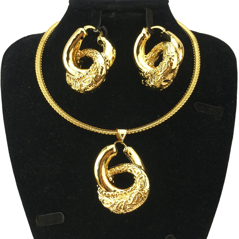 Brazilian Jewelry Unique Big Jewelry Sets For Women Birthday Wedding Gift FHK19057