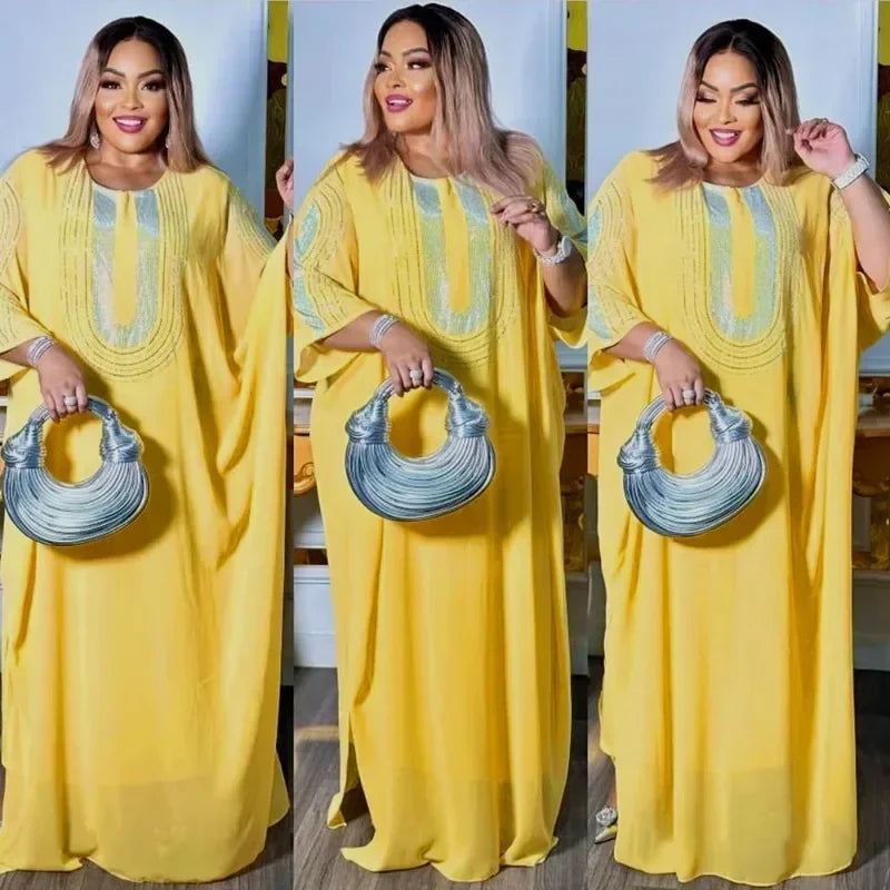 Abayas For Women Dubai Luxury 2025 Chiffon Boubou Muslim Fashion Caftan Marocain Wedding Evening Party Dresses African Clothes