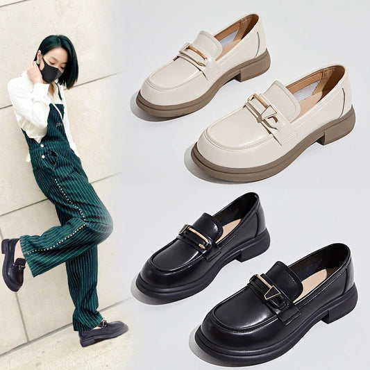 Women's Shoes Female Genuine Leather Slip-on Loafers Ladies Office Work Thick Sole Shoe Ladies Casual Penny Loafer