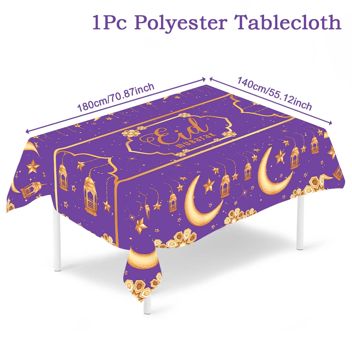 Eid Mubarak Star Moon Tablecloth Ramadan Kareem Decor for Home Islamic Muslim Party Eid Al Adha Supplies Castle Table Cover
