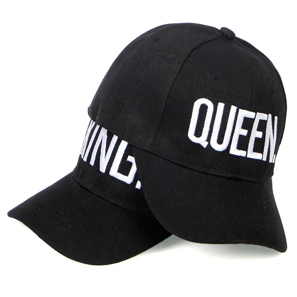 New Women's Letter Embroidered Baseball Cap King and Queen Snapback Hats Couple Hip Hop Style Hats Outdoor Casual Cotton Sun Hat