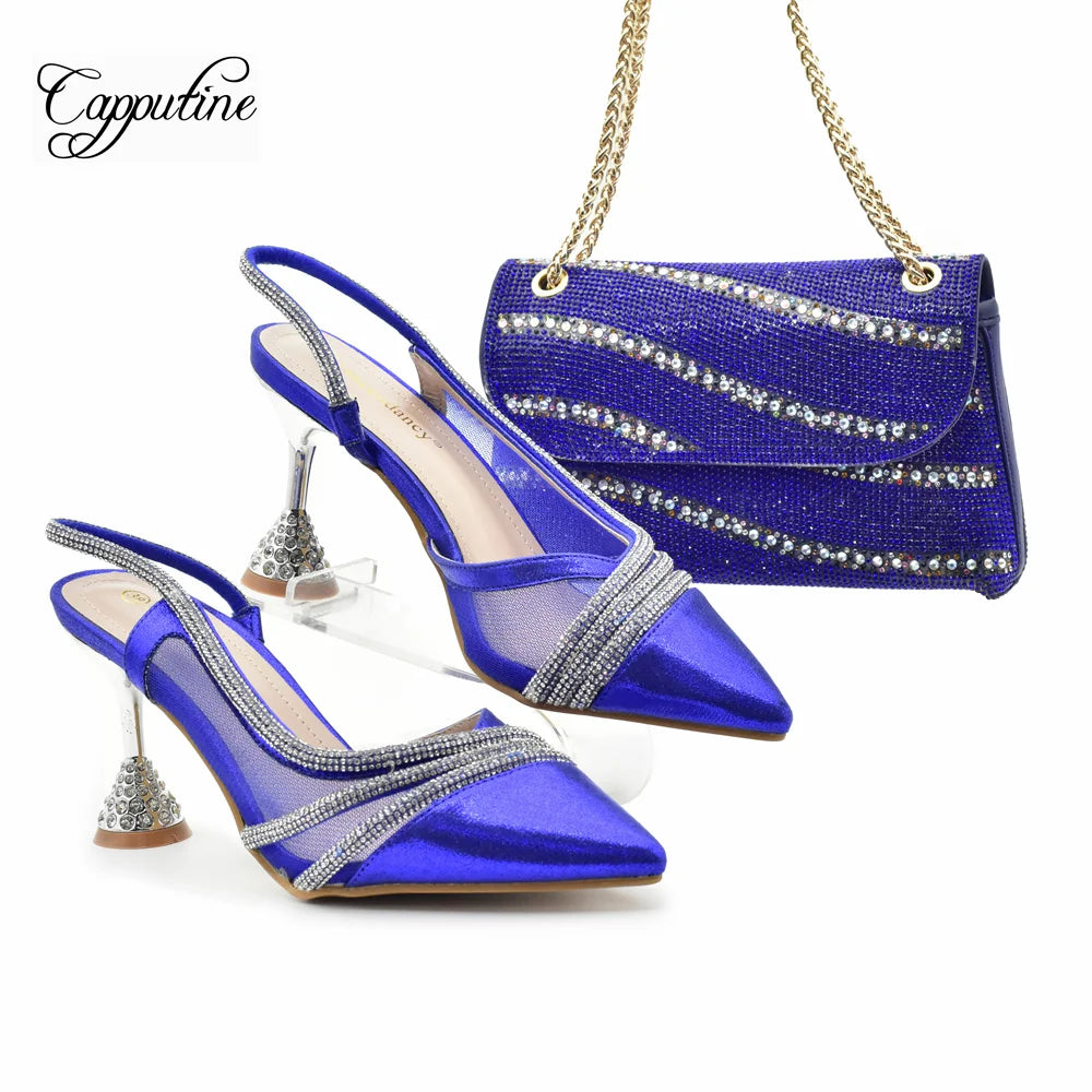 Purple Women Shoes And Bag Set Luxury African Ladies Pumps Match With Handbag High Heels Sandals Sandales Escarpins Femme 938-76