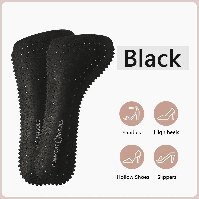 Summer Latex Cowhide Insoles Sandals High Heels Seven-point Pad Leather Half Pads Breathable Sweat-absorbing Deodorant for Woman