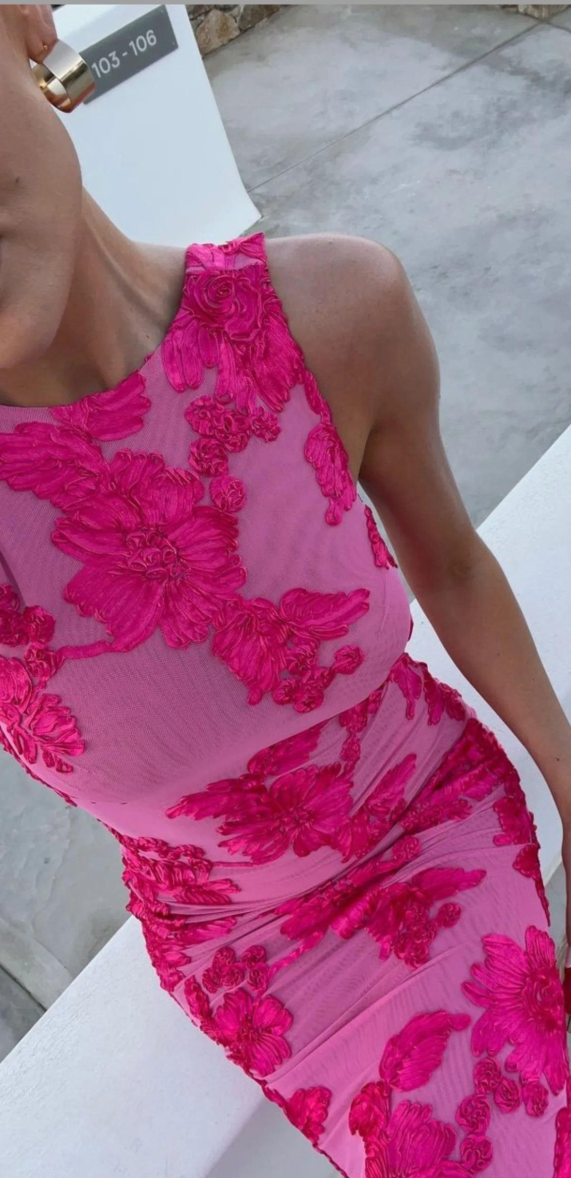 2025 New Elegant Women Sleeveless 3d Flowers Party Dress Embroidery Mesh Slim Hip Package Female Fshion Maxi Dresses Robe