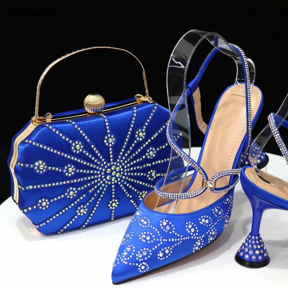 Italian Design Woman Wine Color Shoes And Bag Set African Style Elegant Pumps Shoes And Purse Set For Wedding Party