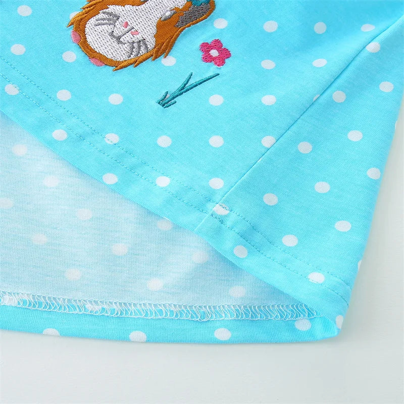 2-7T Summer Sleeveless Princess Dresses Dot Summer Girls Party Dress Animals Embroidery Children's Dresses Frocks Toddler Frocks