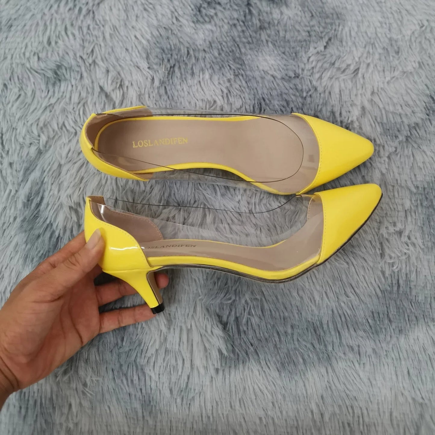 Women Pumps 2025 Spring Autumn Sexy Transparent PVC 5cm Low Heel Fashion Pointed Toe Slip-on High Heels Party Wedding Shoes