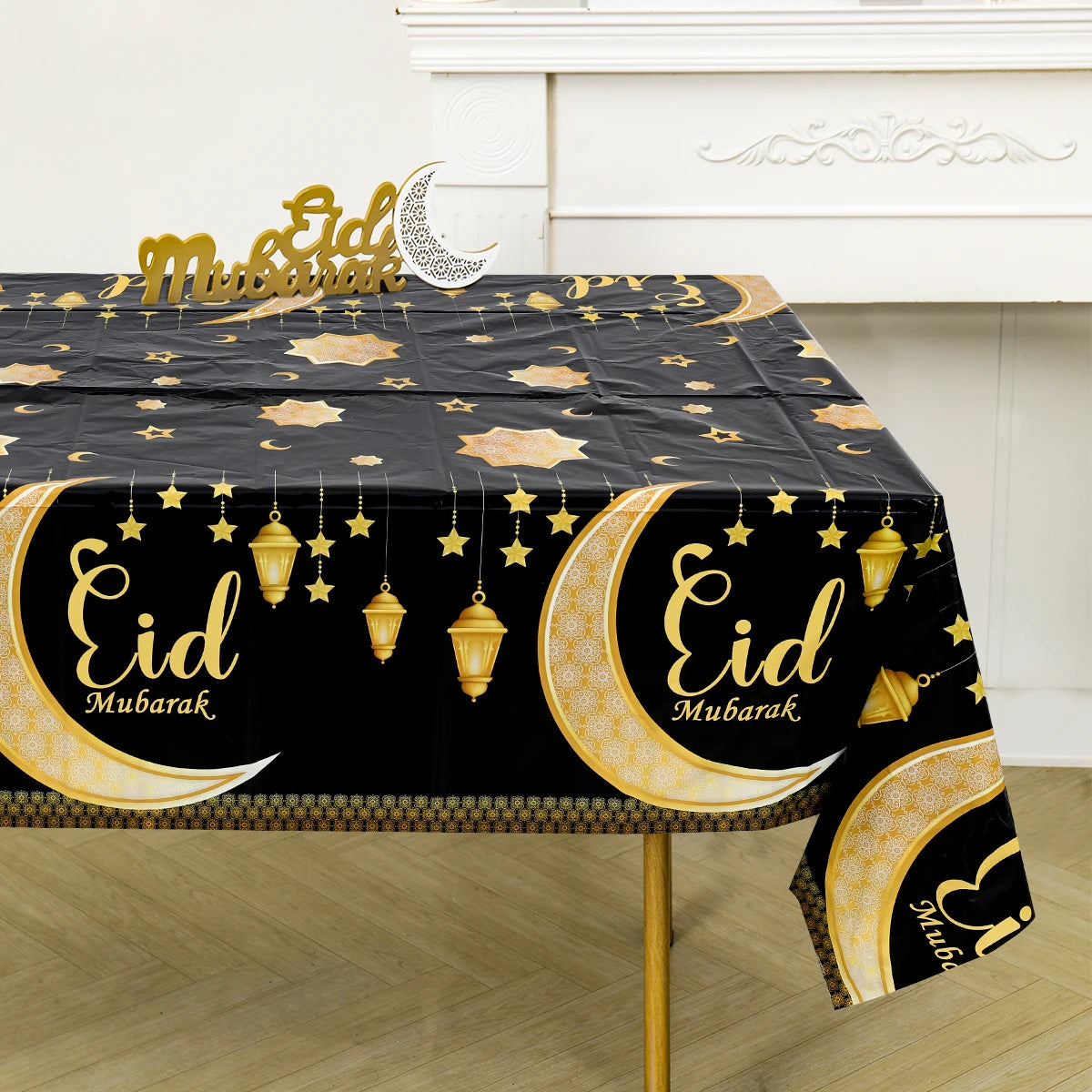 Eid Mubarak Star Moon Tablecloth Ramadan Kareem Decor for Home Islamic Muslim Party Eid Al Adha Supplies Castle Table Cover
