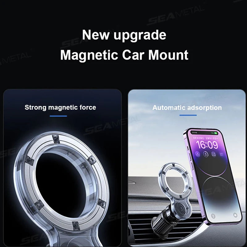 SEAMETAL Magnetic Car Phone Holder 360 Degree Rotation Adjustable Single Handed Operation Air Outlet Vent Mobile Phone Support