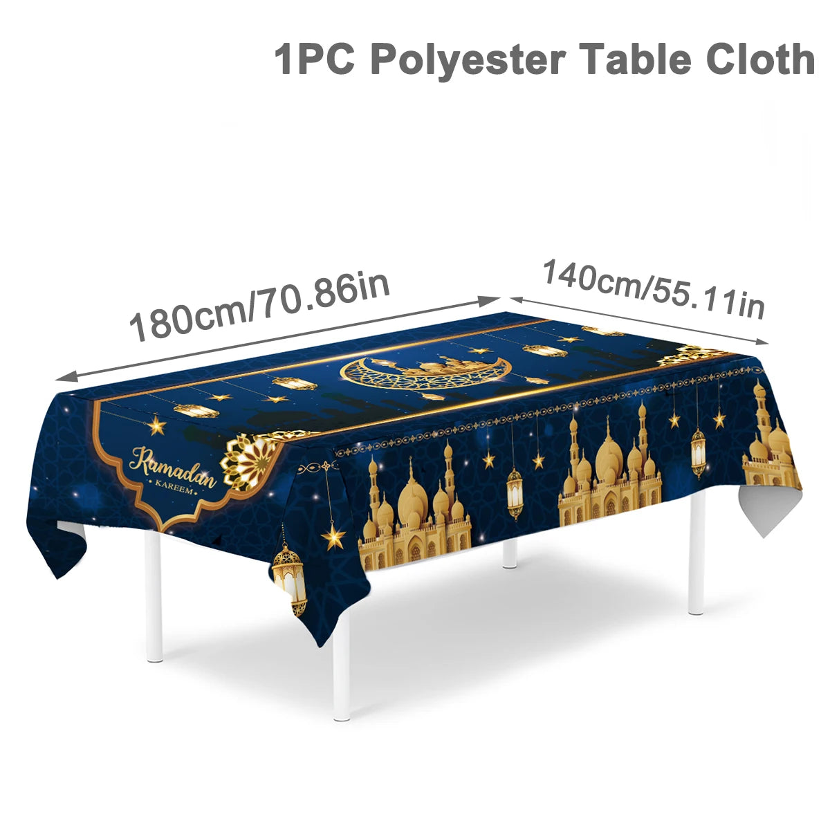 Eid Mubarak Star Moon Tablecloth Ramadan Kareem Decor for Home Islamic Muslim Party Eid Al Adha Supplies Castle Table Cover