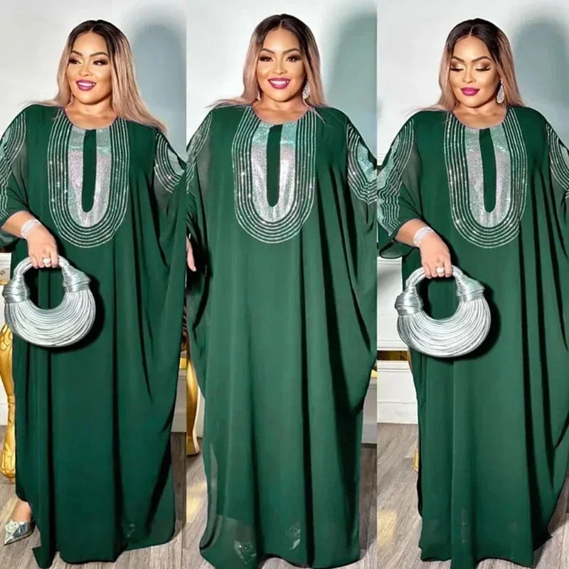 Abayas For Women Dubai Luxury 2025 Chiffon Boubou Muslim Fashion Caftan Marocain Wedding Evening Party Dresses African Clothes