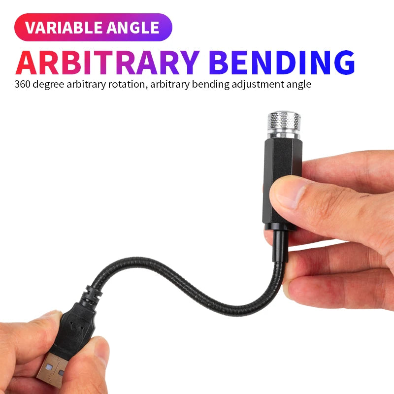 LED Car Roof Star Night Light Projector Atmosphere Galaxy Lamp USB Decorative Adjustable for Auto Roof Room Ceiling Decoration