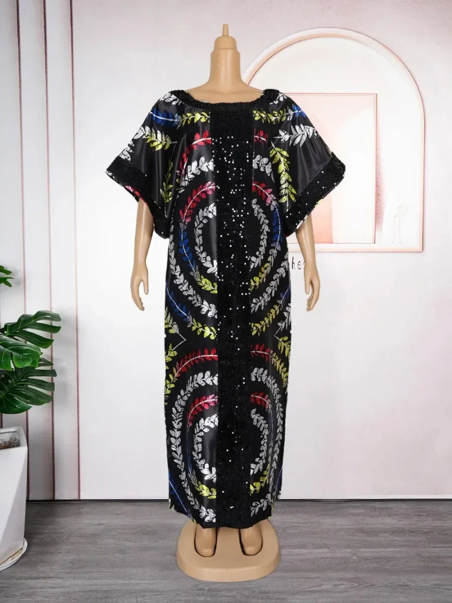 Sequin African Dresses for Women Plus Size Africa Clothes Dashiki Ankara Outfit Gown Kaftan Muslim Wedding Party Long Maxi Dress