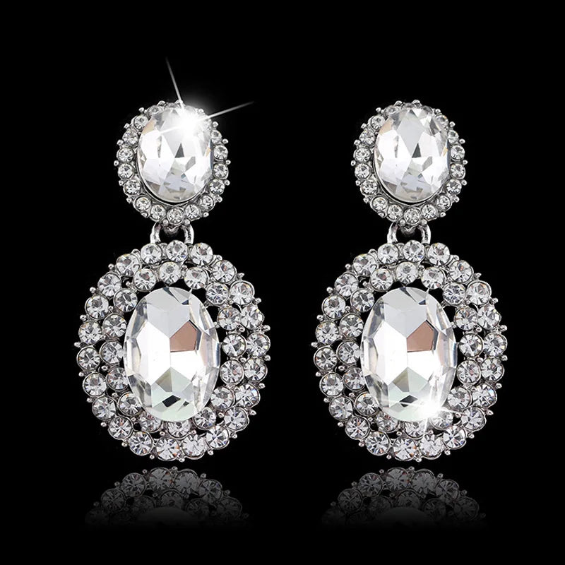 Classic Crystal Wedding Drop Earring for Women Elegant Hanging Long Dangle Earrings Nightclub Party Dress Accessories