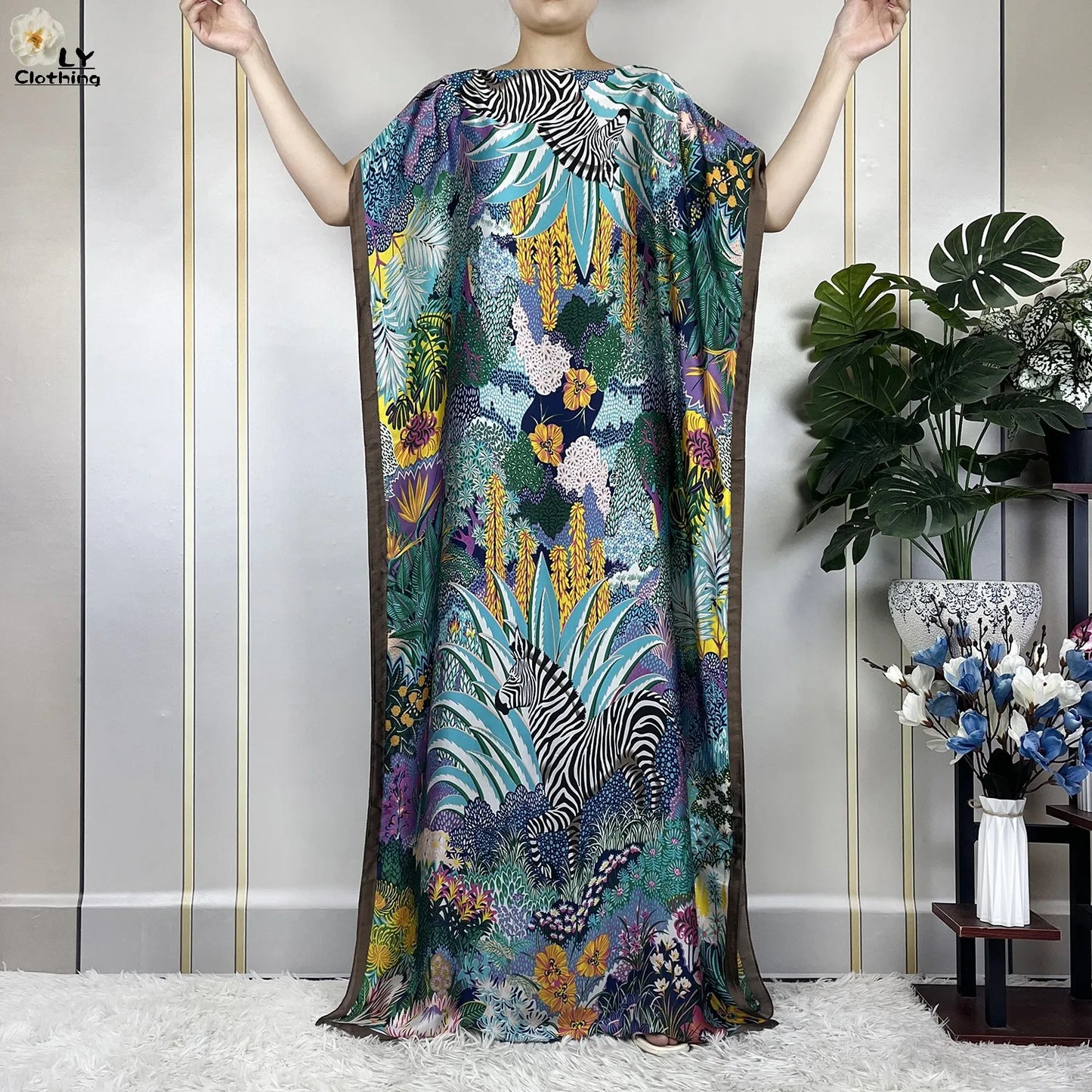 Muslim Abayas For Women 2025 New Fashion Printed Silk Soft Loose Femme Elegant Robe African Maxi Party Dresses With Belt Turban