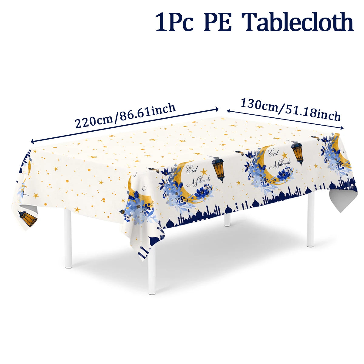 Eid Mubarak Star Moon Tablecloth Ramadan Kareem Decor for Home Islamic Muslim Party Eid Al Adha Supplies Castle Table Cover