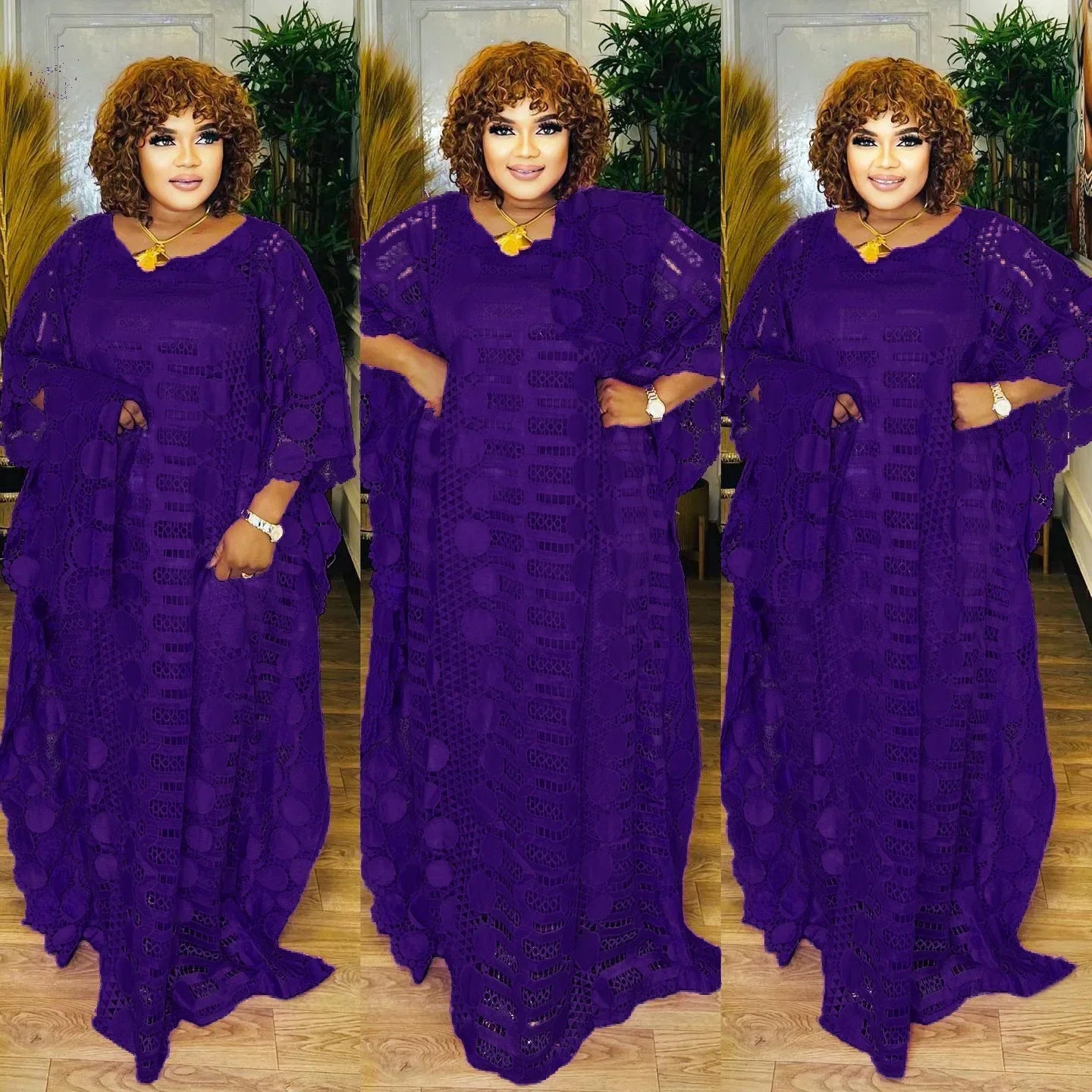 African Dresses for Women Traditional Elegant Dashiki  Fashion Lace Boubou Plus Size Wedding Party Gown Muslim Kaftan Maxi Dress