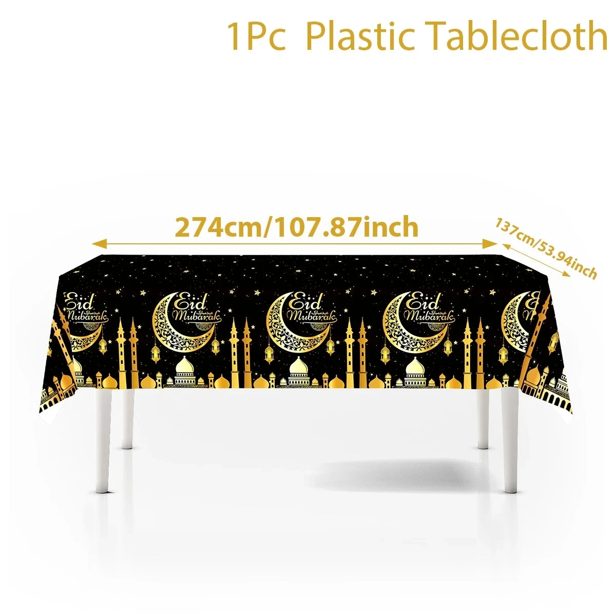 Eid Mubarak Star Moon Tablecloth Ramadan Kareem Decor for Home Islamic Muslim Party Eid Al Adha Supplies Castle Table Cover
