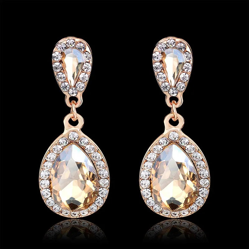 Classic Crystal Wedding Drop Earring for Women Elegant Hanging Long Dangle Earrings Nightclub Party Dress Accessories