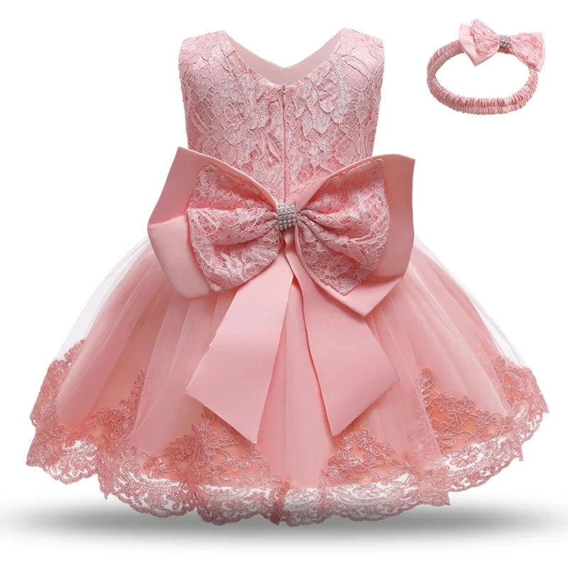 Children's Elegant Dresses For Girls Baby 1st Birthday Party Dress Girls Princess Skirt Kids Lace Vestidos 0-24Months