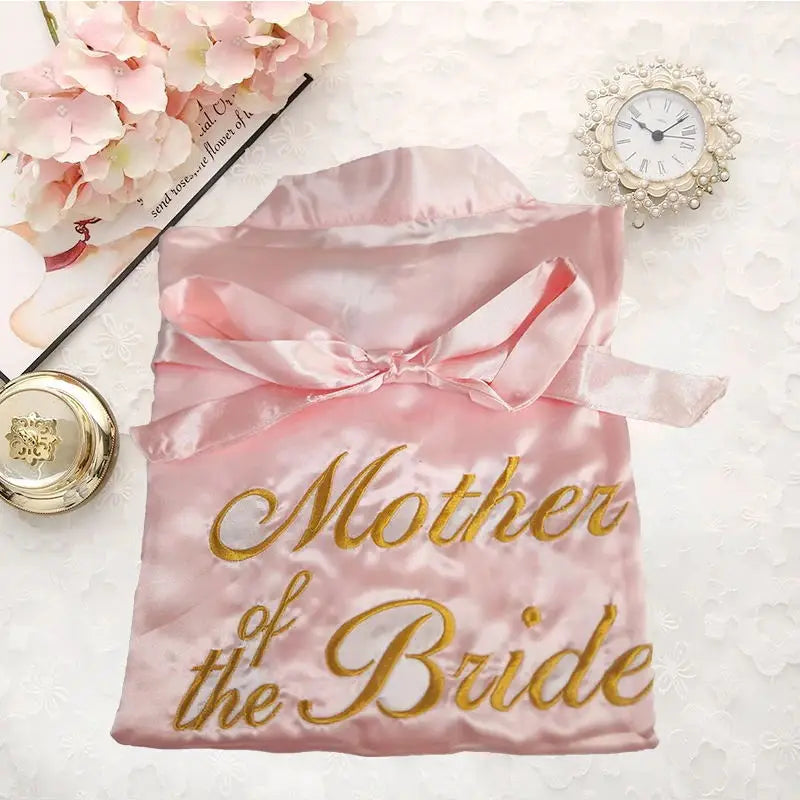 Bride Bridesmaid Morning Kimono Bathrobe Gown Embroidery Wedding Robe Nightgown Summer Female Nightdress Loose Satin Home Wear