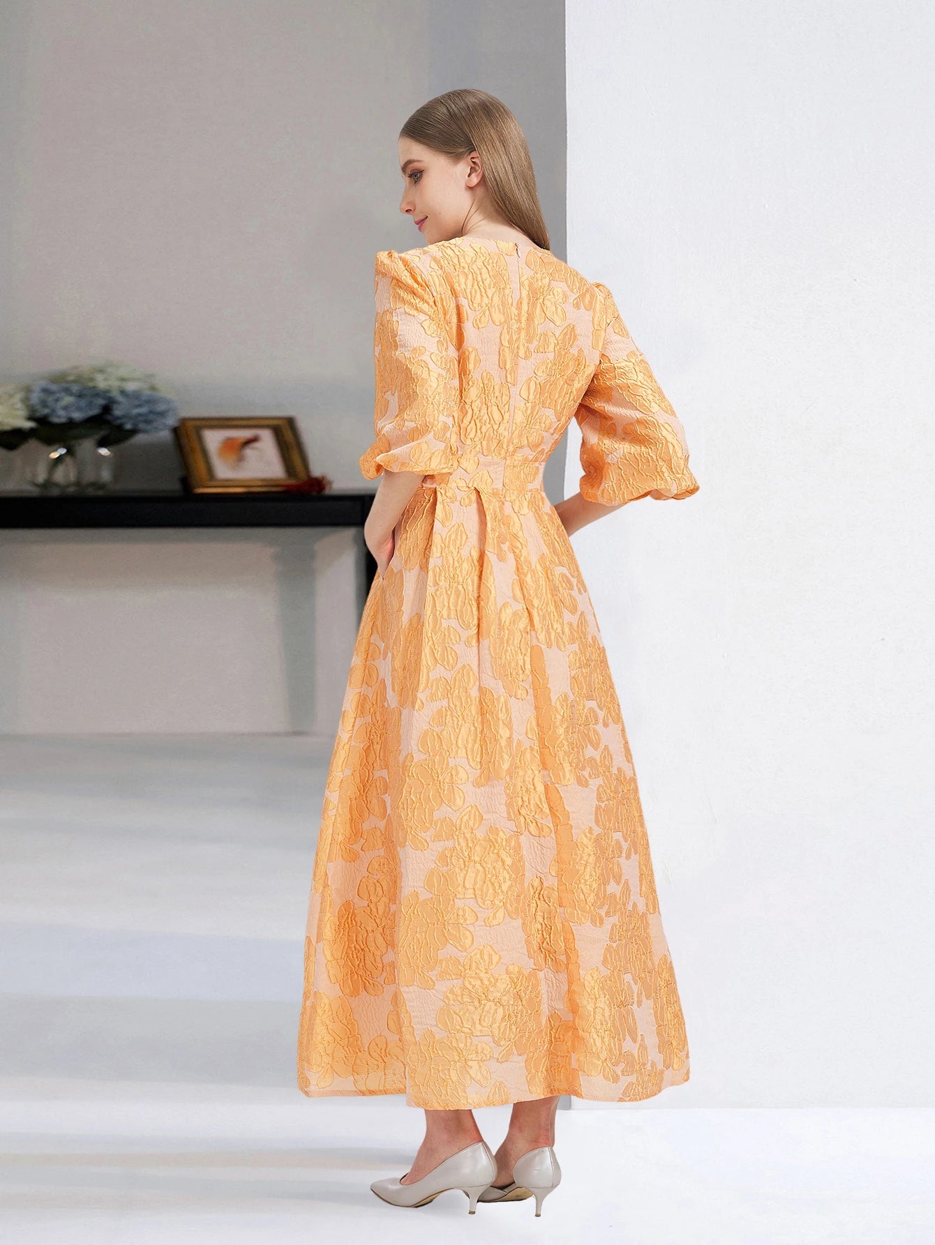 New Women Embroidery Jacquard Party Dress Organza Princess Dress Spring Summer Puff Sleeve Casual Dress Vestidos