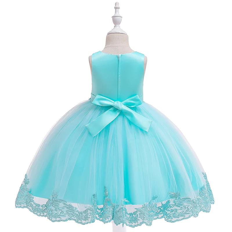 Pageant Flower Birthday Princess Dress For Girls Children Clothing Girls Party Dresses Elegant Wedding Gown Sleeveless 3-10 Year