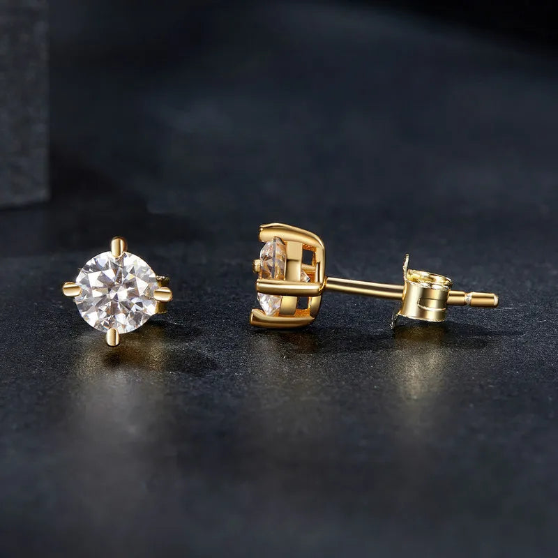 Bamoer U Moissanite Earrings 4 Prongs 925 Sterling Silver D Color Diamond Ear Stud for Women Wedding Anniversary Fine Jewelry