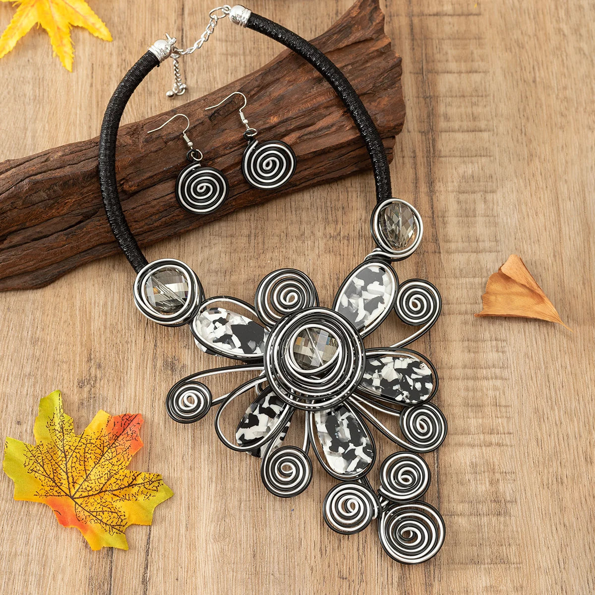 African Fashion Necklaces Earrings Jewelry Set For Women Wedding Party Dress