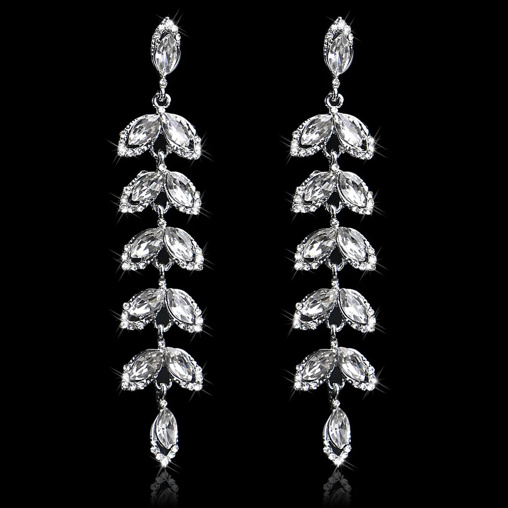 Classic Crystal Wedding Drop Earring for Women Elegant Hanging Long Dangle Earrings Nightclub Party Dress Accessories