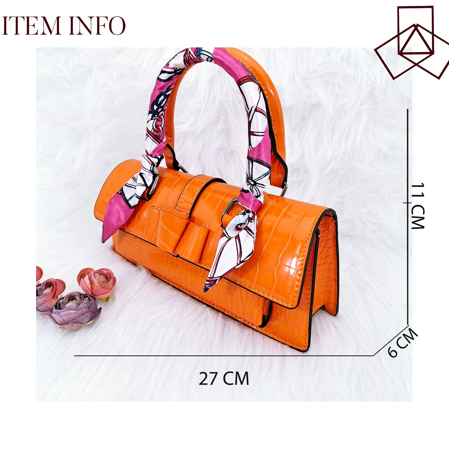 Classic patent leather retro women’s bag with matching pointed-toe shoes Ribbon Embellishment Handle Pointed Toe Shoes And Bag