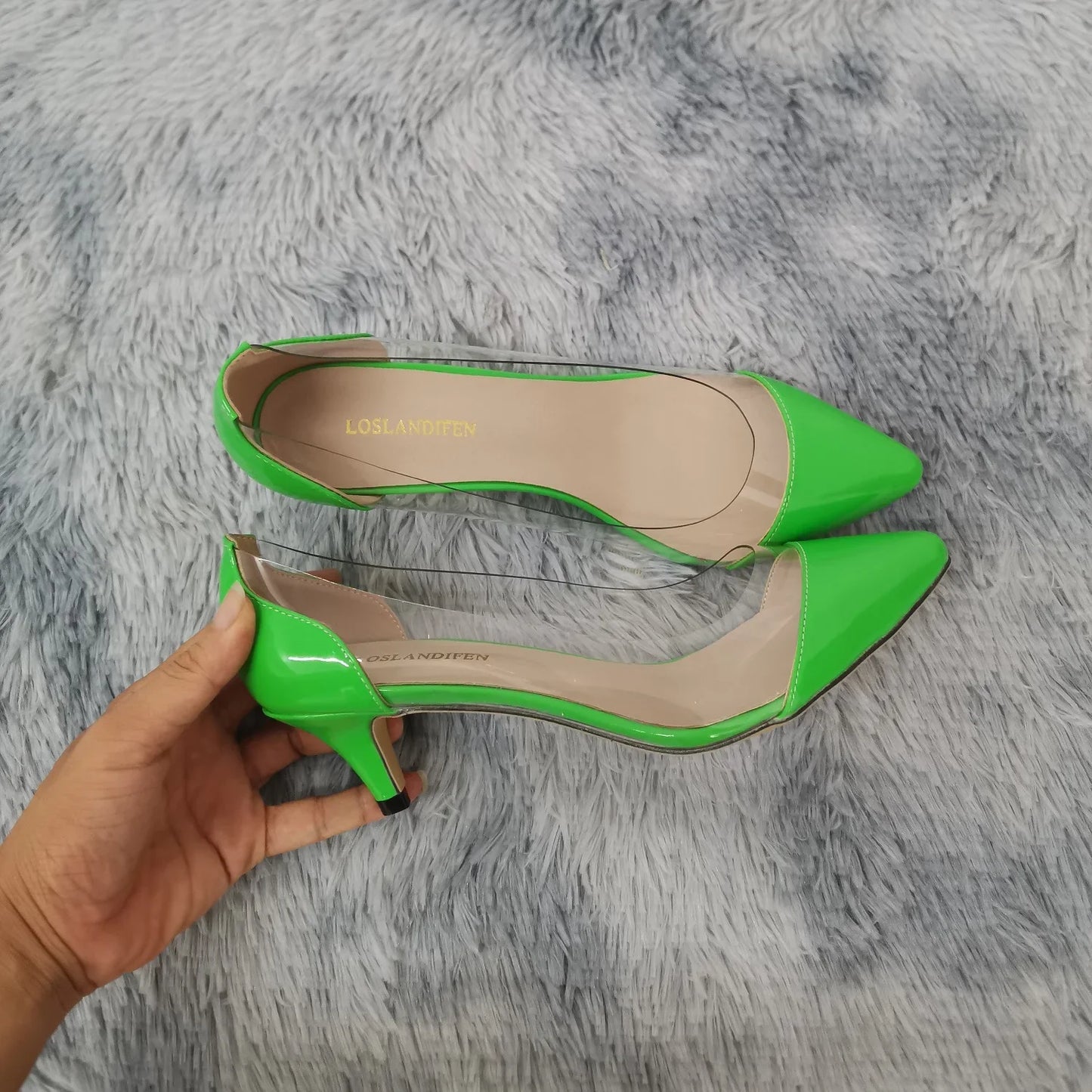 Women Pumps 2025 Spring Autumn Sexy Transparent PVC 5cm Low Heel Fashion Pointed Toe Slip-on High Heels Party Wedding Shoes